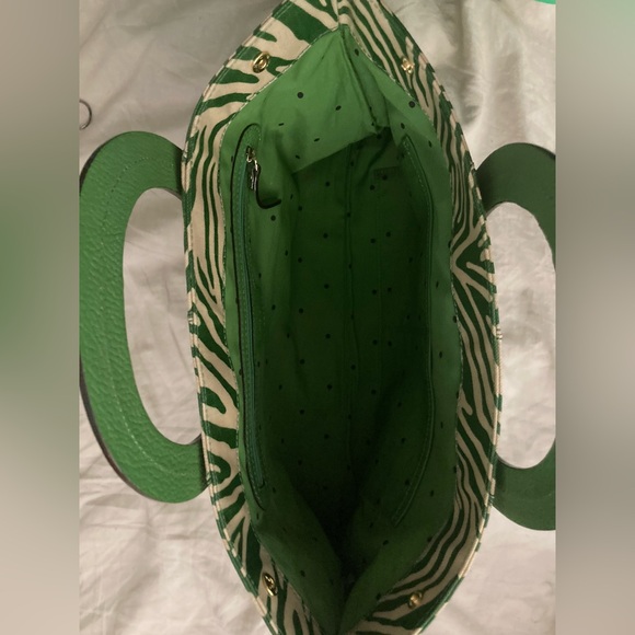 y2k 2000’s vintage Kate Spade satchel purse handbag green zebra animal print - Picture 4 of 11